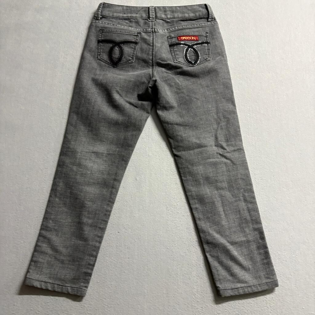 Sasson Skinny Leg Shuffle Jeans Womens Size 8 Gray Stretch Denim Sequin Pockets