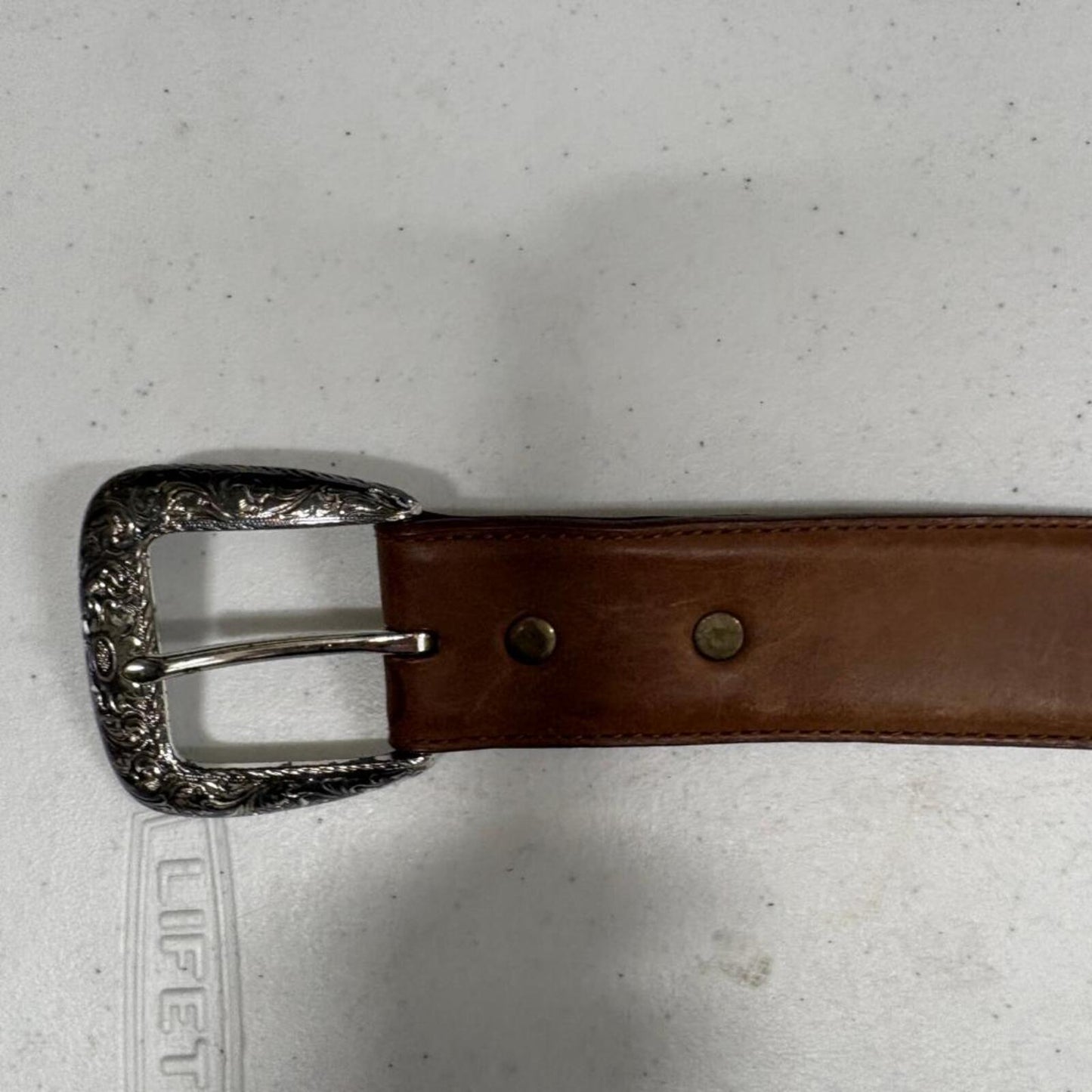Nocona Belt Co Womens Brown Leather Western Belt Size 38 Studded Silver Buckle
