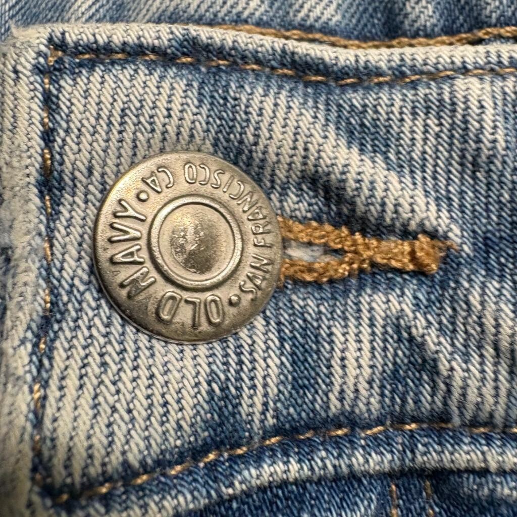 Old Navy Wide Leg Jeans Womens Size 4 Light Wash Denim Raw Hem High Rise Stretch