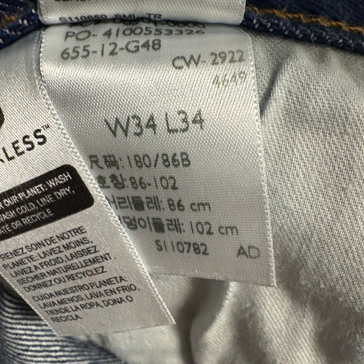 Levis 501 Button Fly Jeans Mens 34x34 Dark Wash Denim Straight Leg Blue