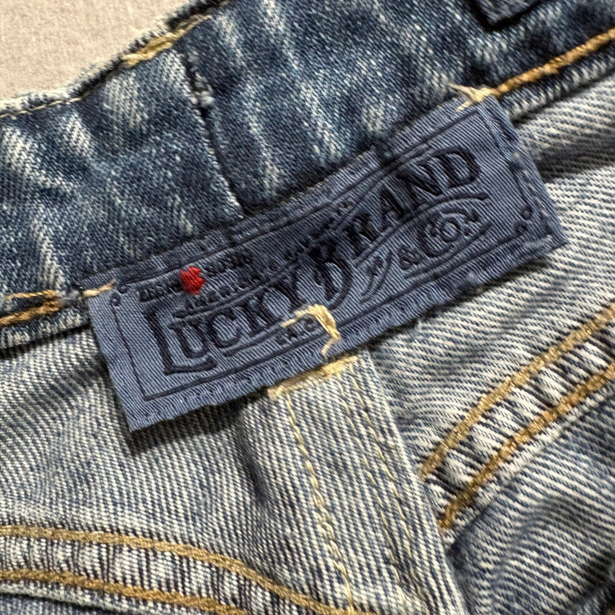 Lucky Brand Patchwork Jeans Womens Size 4 27 Blue Denim Distressed Straight Leg