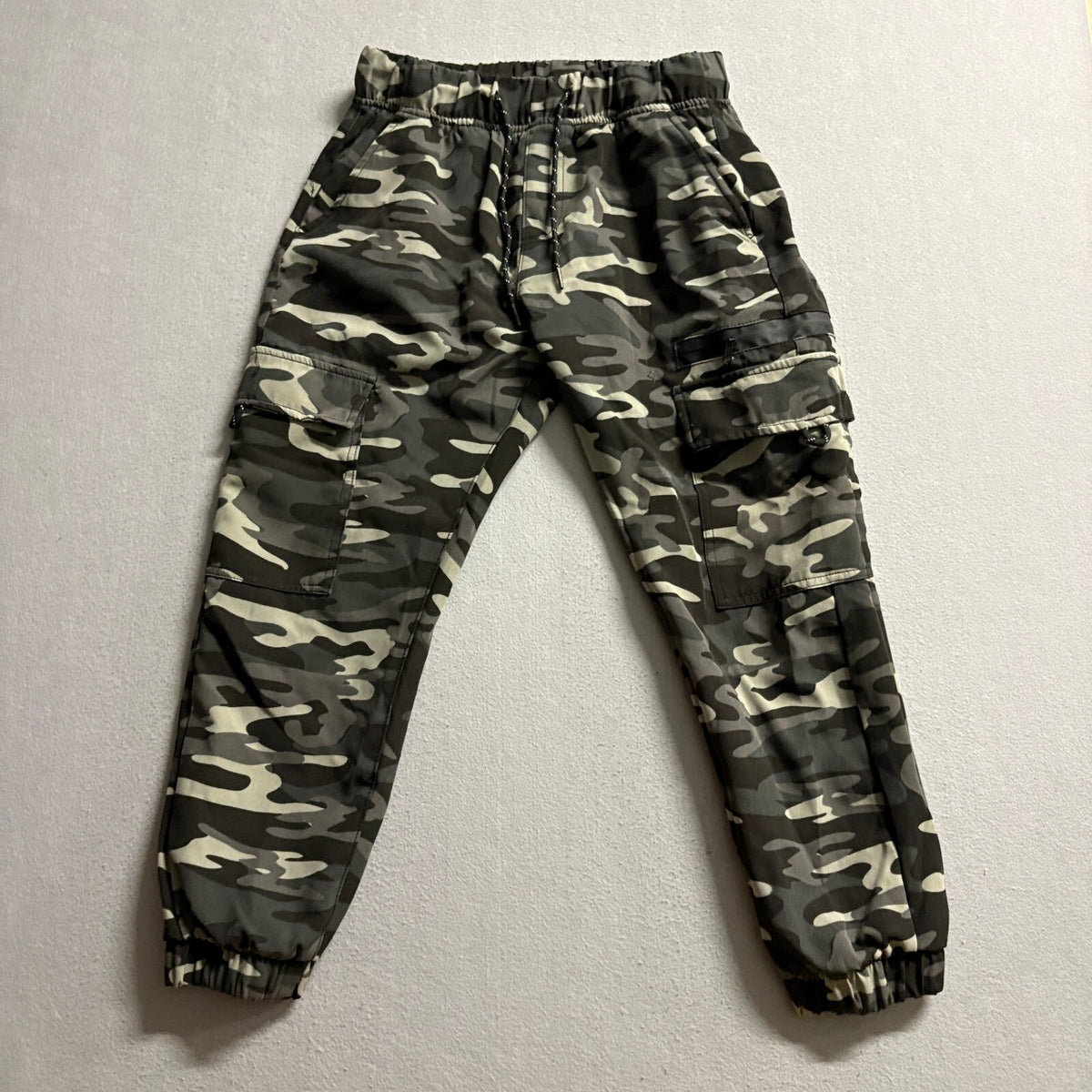 Ring Of Fire Mens Camo Cargo Jogger Pants Size L Large Green Camouflage Stretch