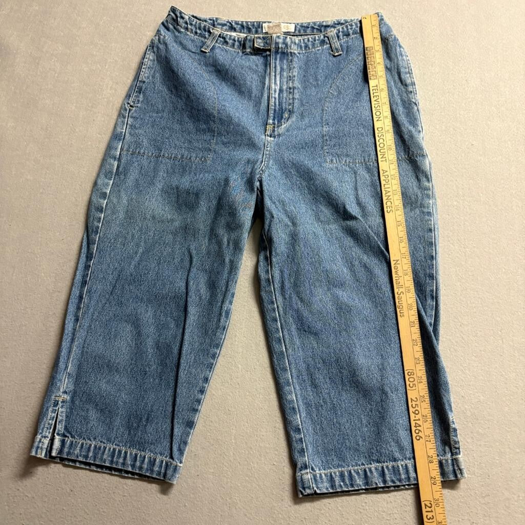 Cherokee Vintage Womens Blue Denim Crop Capri Jeans Size 12 High Rise 100%