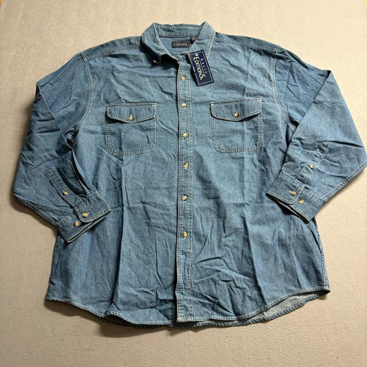 Basic Editions Denim Shirt Mens XL Blue Long Sleeve Button Up Vintage Kmart NWT