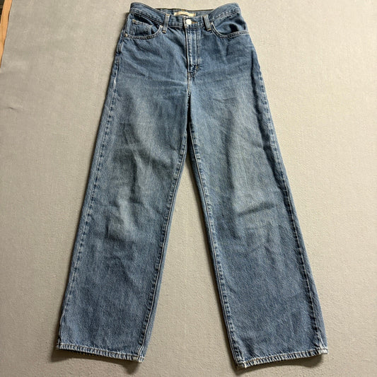 Levis High Waisted Straight Jeans Womens 27 Medium Wash Blue Denim Pants