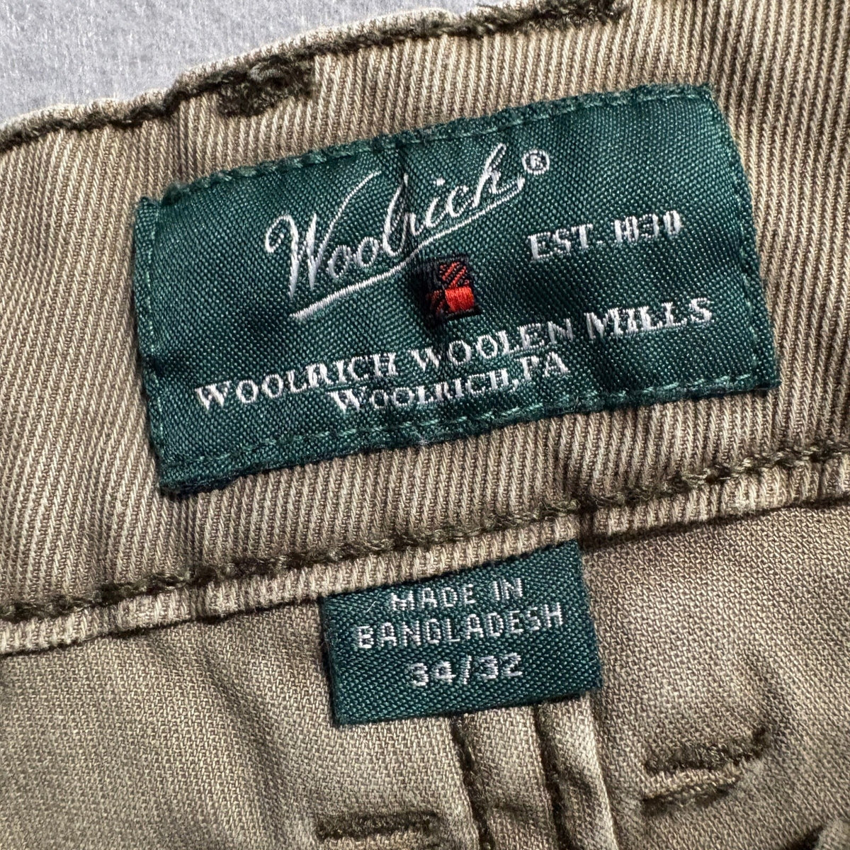 Woolrich Women's Khaki Stretch Pants Size 34/32 Brown Cotton Blend Straight Leg