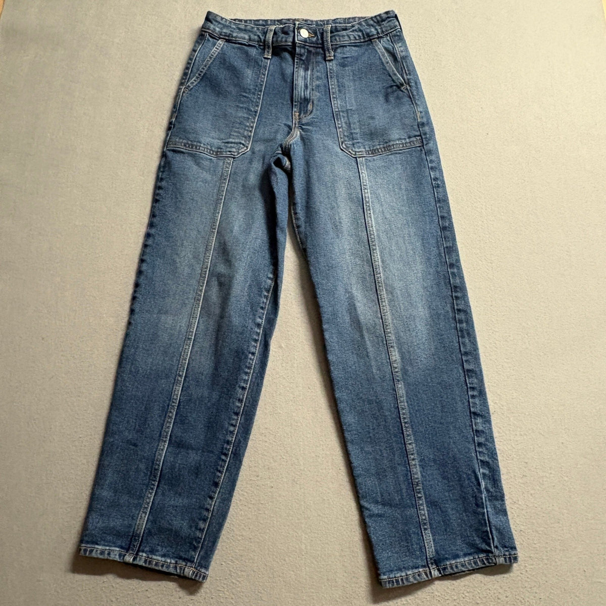 Old Navy High Rise OG Loose Jeans Womens Size 8 Medium Wash Seam Detail Denim