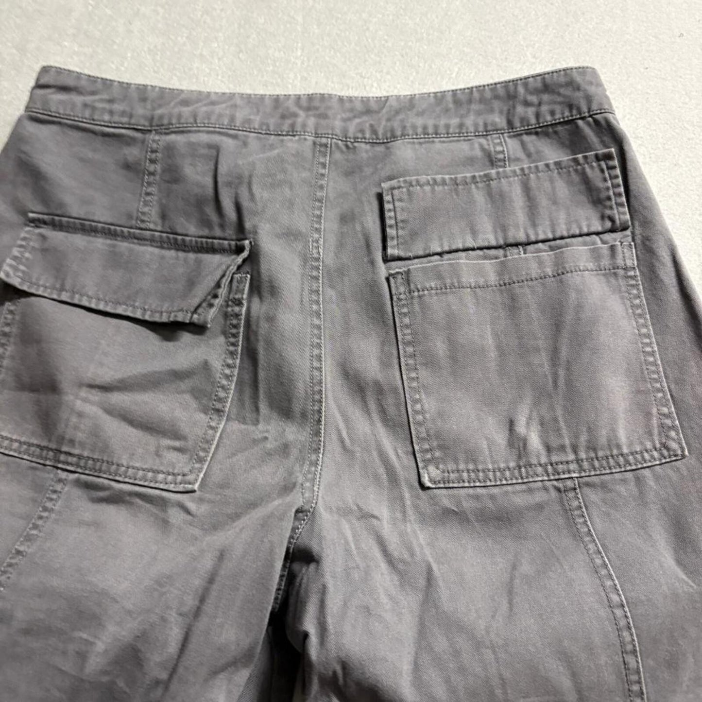 Angel Kiss Cargo Pants Womens 7/28 Gray Cotton Utility Multi Pocket Wide Leg