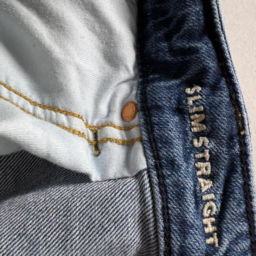 American Eagle Slim Straight Flex Jeans Mens 40x30 Blue Denim Stretch Pants