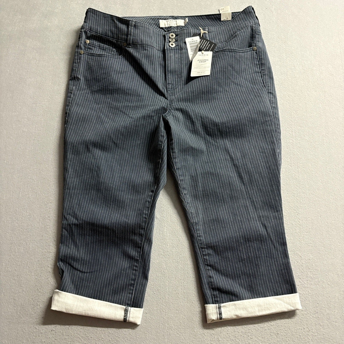 Torrid Denim Jegging Crop Pants Womens Plus Size 20 Pinstripe Blue Stretch New