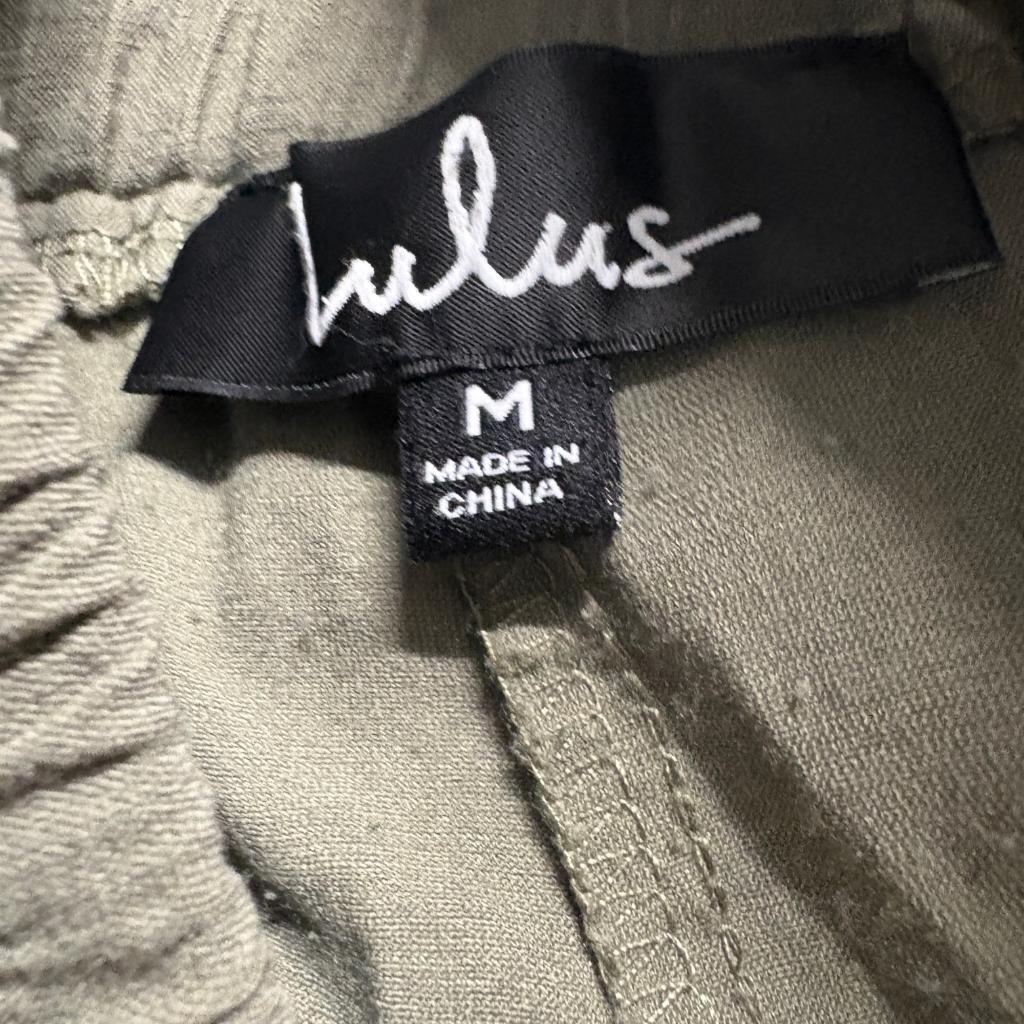 Lulus Olive Green Cargo Jogger Pants Womens Medium Rayon Elastic Waist Utility