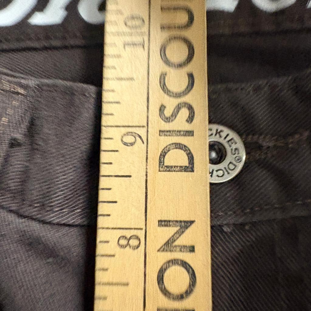 Dickies Slim Fit Pants Mens 28x32 Brown Workwear Chino Flat Front Polyester