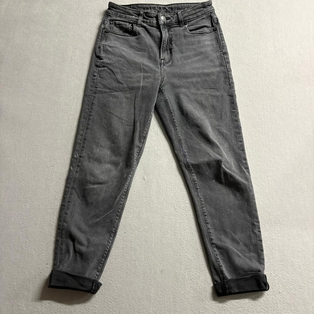 American Eagle Mom Jean Womens 0 Short Gray Denim High Rise Stretch Jeans