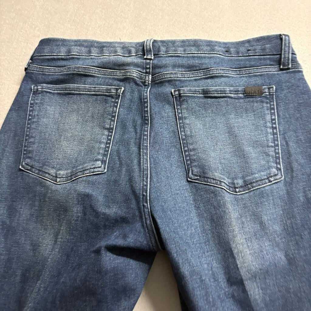 Jen7 by 7 For All Mankind Cropped Kick Flare Jeans Womens Size 12 Blue Stretch