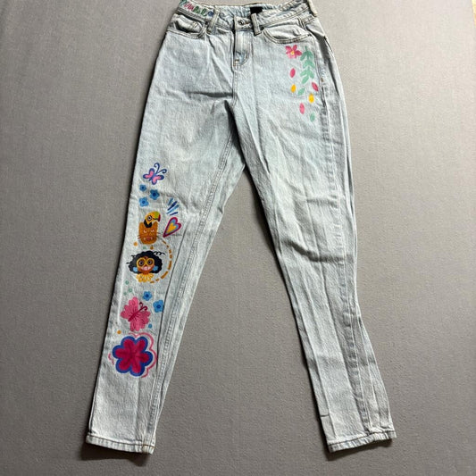 Disney Encanto Mirabel Graphic Jeans Womens Size 1 Light Wash Denim Skinny