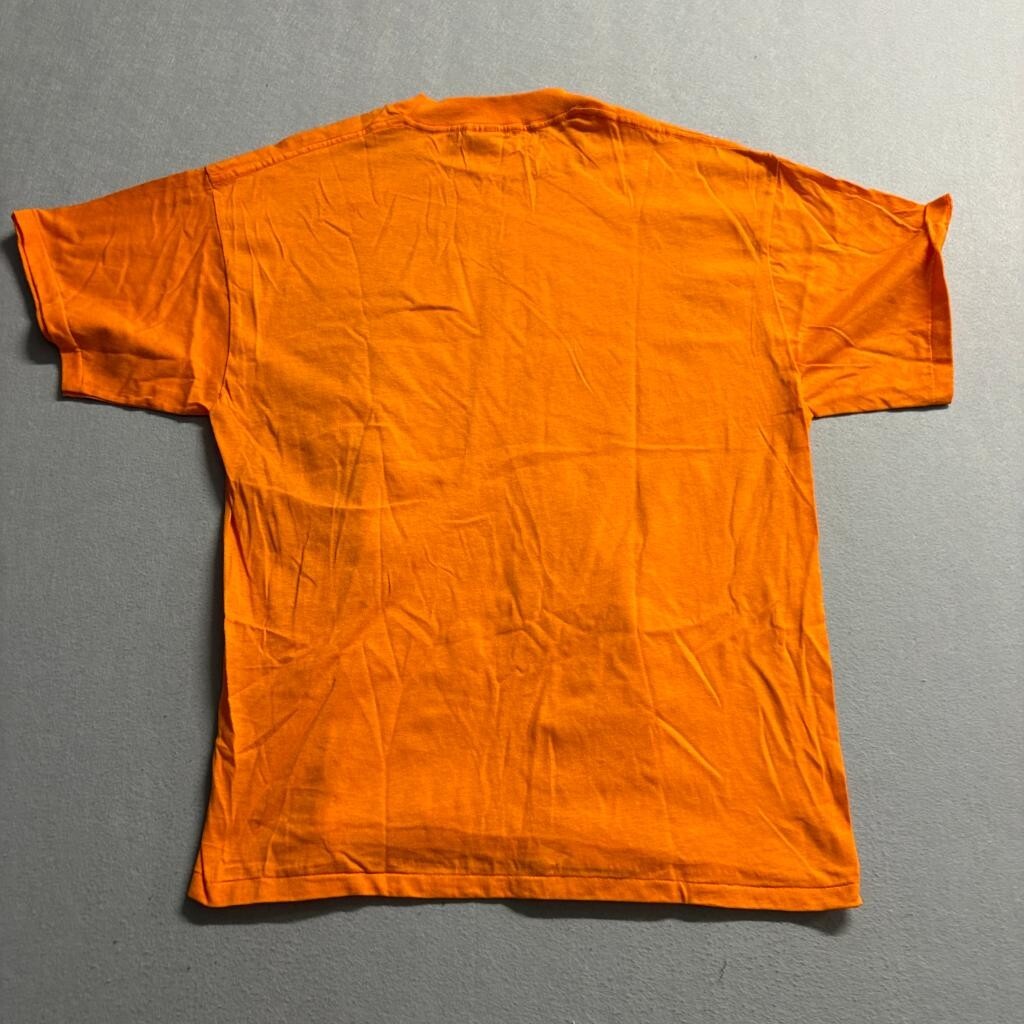 Vintage Tubular Blank T-Shirt Mens XL Orange Single Stitch Made in USA Cotton