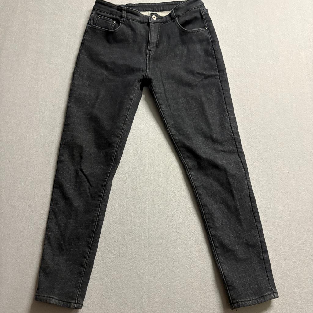New Di Lead Fleece Lined Jeans Womens Large Black Denim Skinny Warm Winter Pants