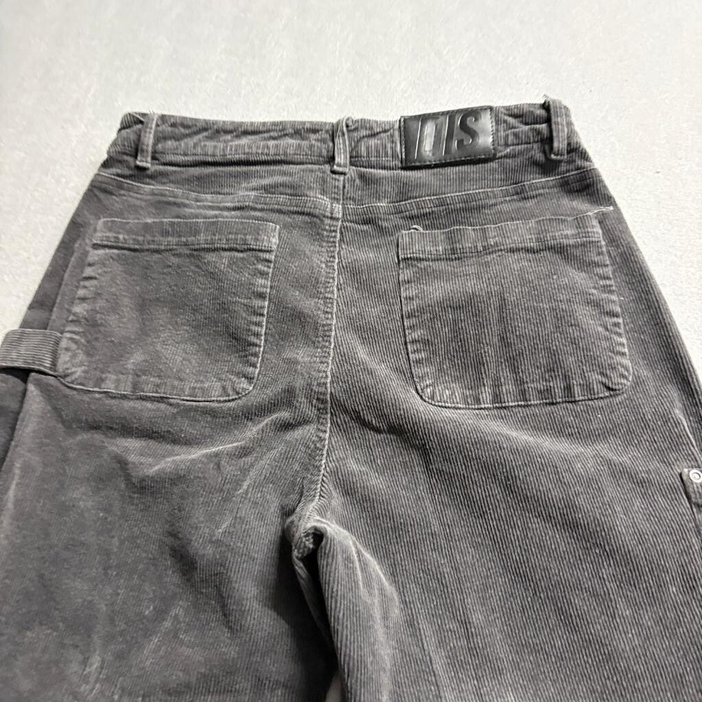 Disturbia Corduroy Carpenter Pants Womens UK 12 US 8 Gray High Rise Straight Leg
