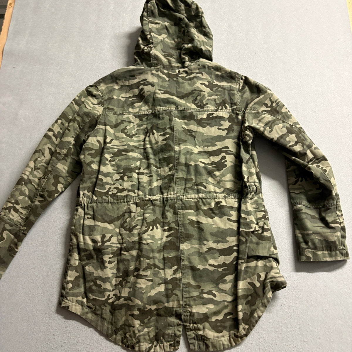 Faded Glory Camo Utility Jacket Womens XL Green Camouflage Hooded Parka Coat