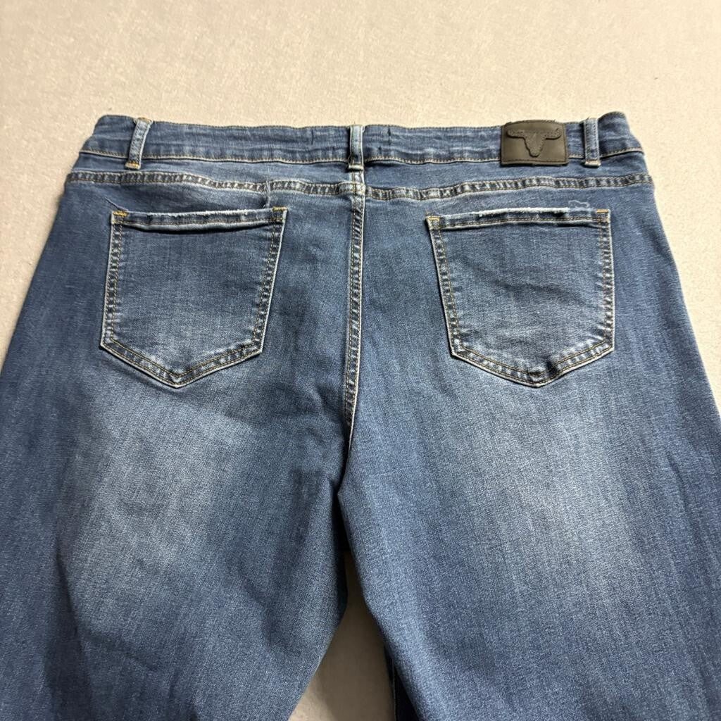 Lucky and Blessed L&B Mid Rise Boyfriend Jeans Womens Plus Size Blue Denim