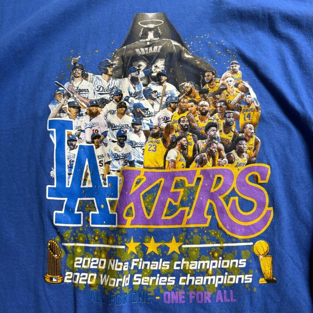 Los Angeles Lakers Dodgers 2020 Champions Long Sleeve Shirt Mens XL Blue Gildan