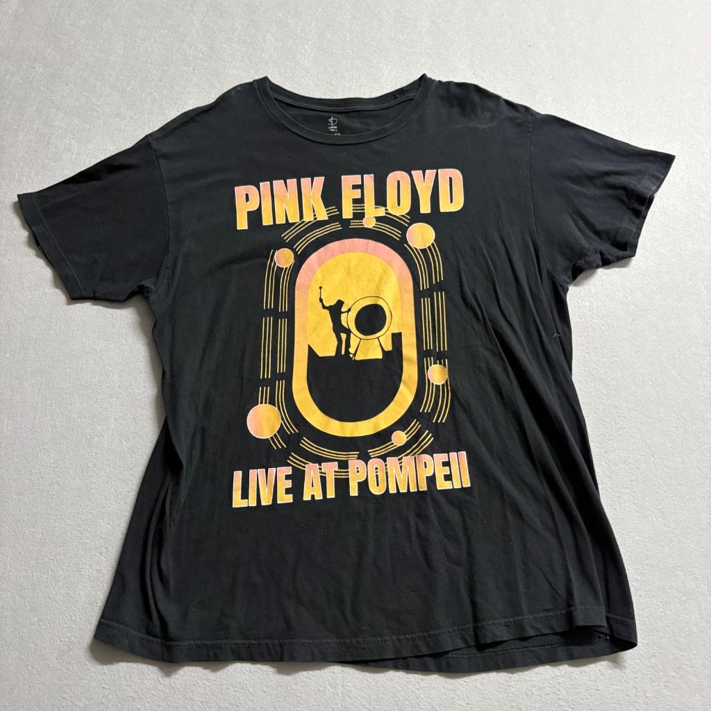 Pink Floyd Live At Pompeii Graphic T-Shirt Mens XL Black Cotton Rock Band Tee