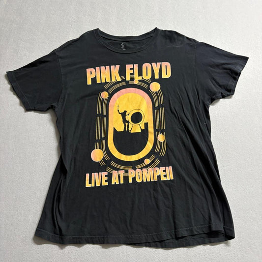 Pink Floyd Live At Pompeii Graphic T-Shirt Mens XL Black Cotton Rock Band Tee