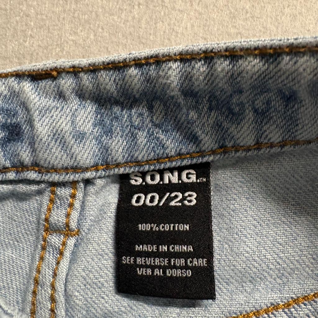 SONG Denim Cargo Jogger Pants Womens 00/23 Light Wash Blue Cotton High Rise
