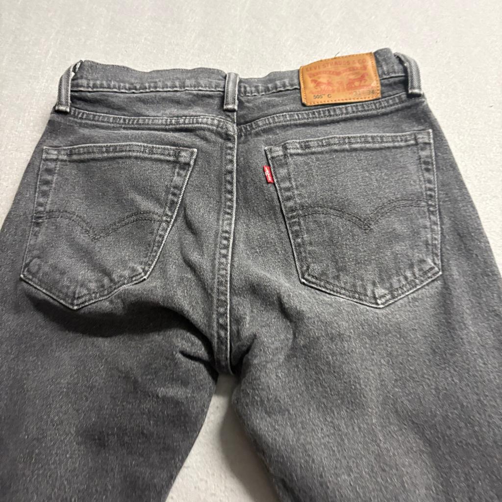 Levis 505 Regular Fit Jeans Mens 31x34 Gray Denim Stretch Straight Leg Pants