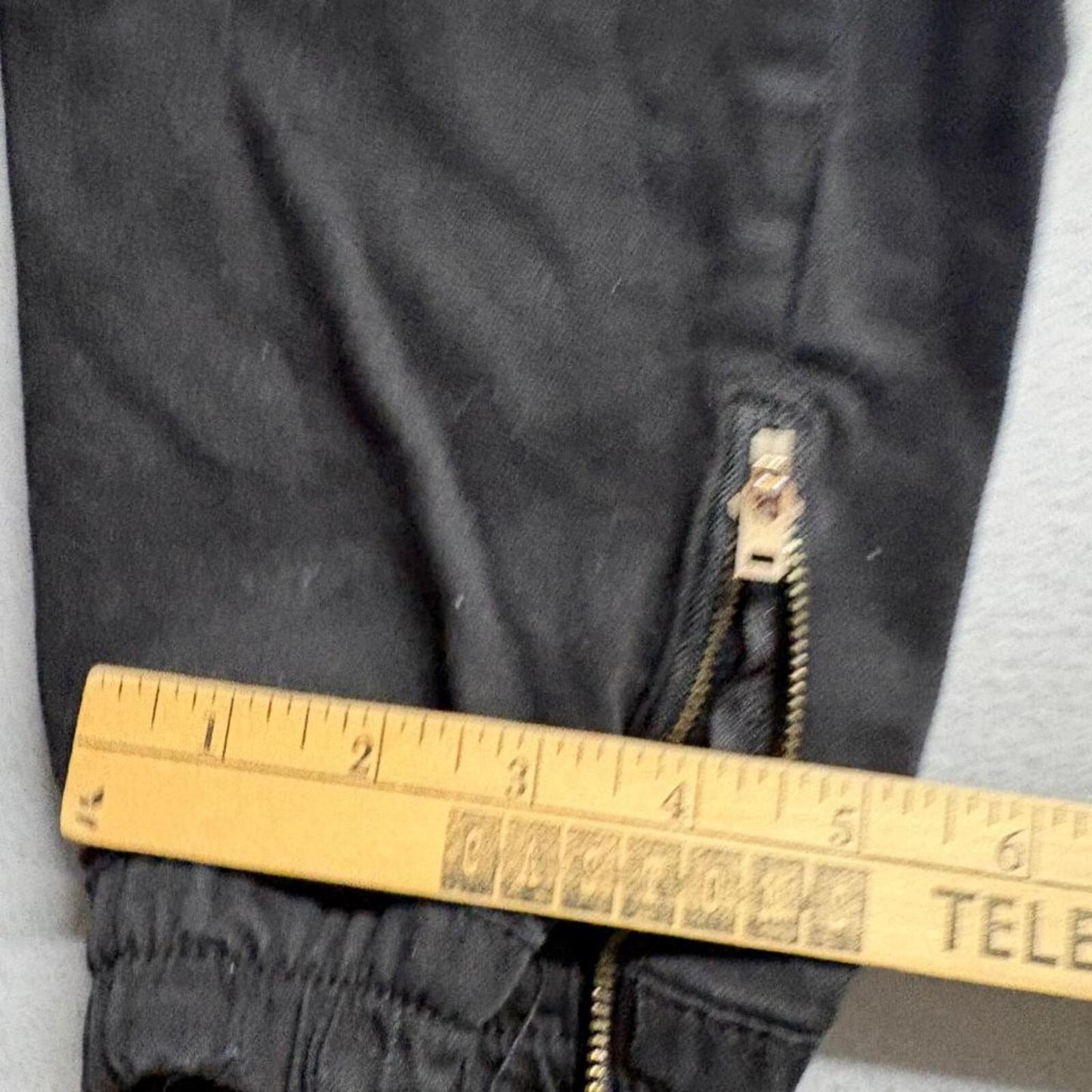 Fashion Nova Mens Cargo Jogger Pants Large Black Ankle Zip Stretch Cotton Blend