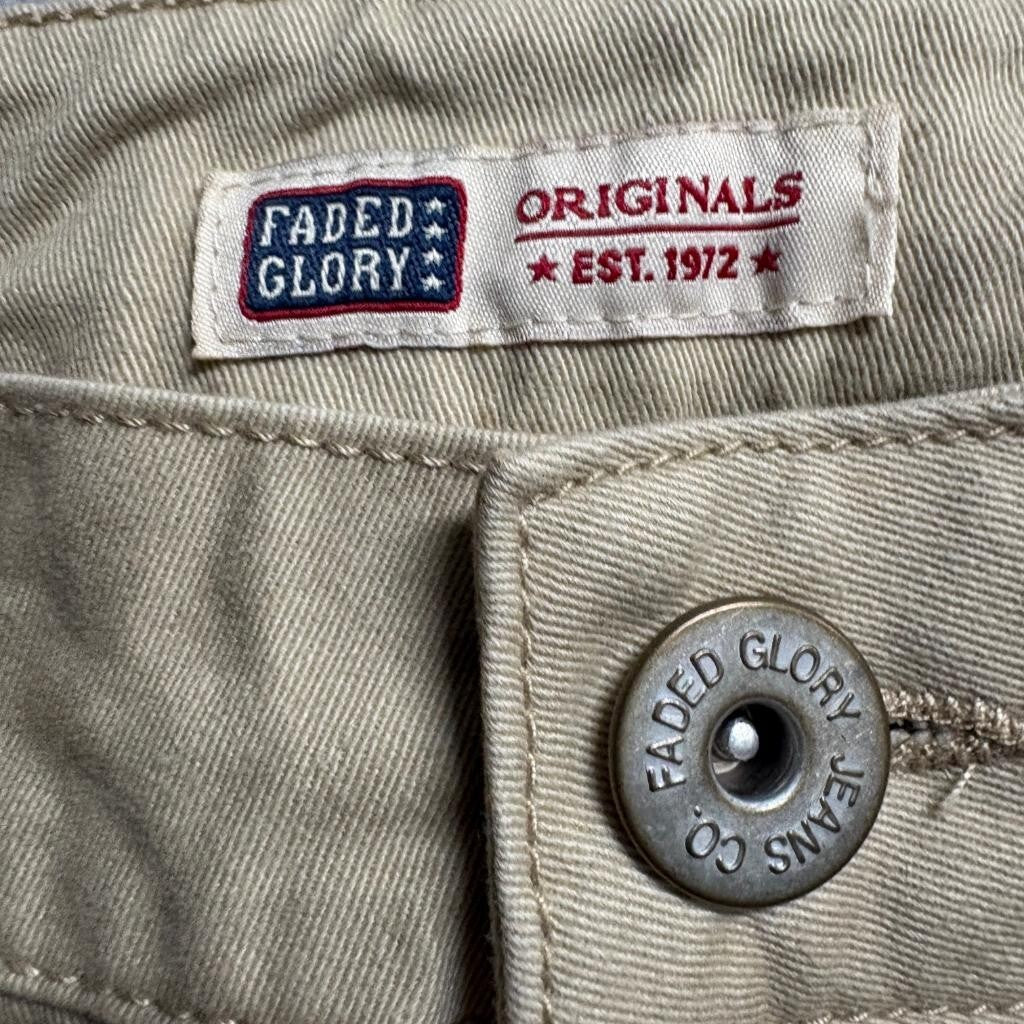 Faded Glory Originals Capri Pants Womens 10 Tan Cotton Cropped Belted Utility