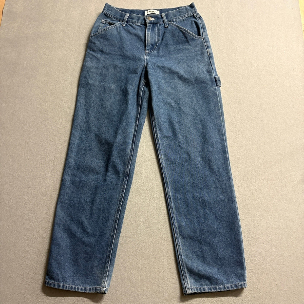 RSQ Carpenter Jeans Womens Size 25 Blue Denim High Rise Straight Leg Utility