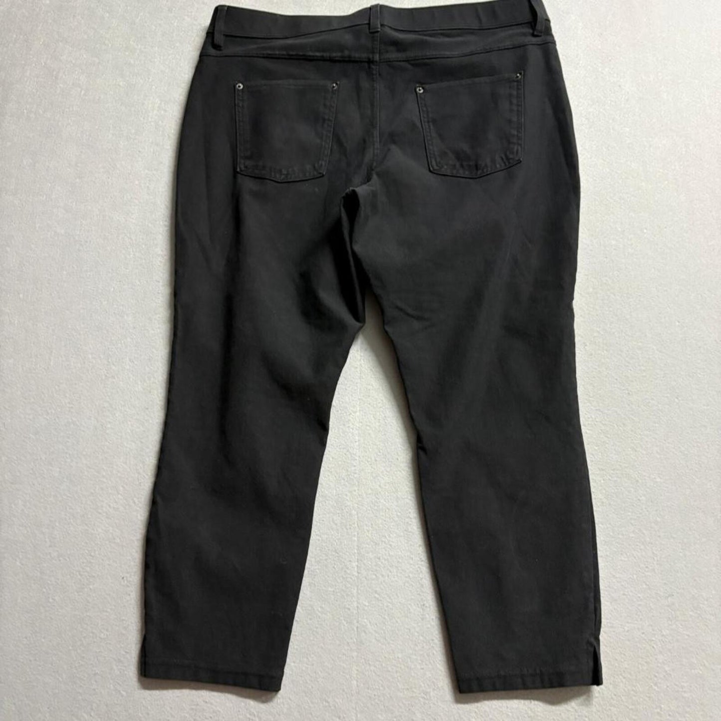 HUE Womens Black Denim Leggings Size XL Cropped Stretch Pull On Pants Style 2334