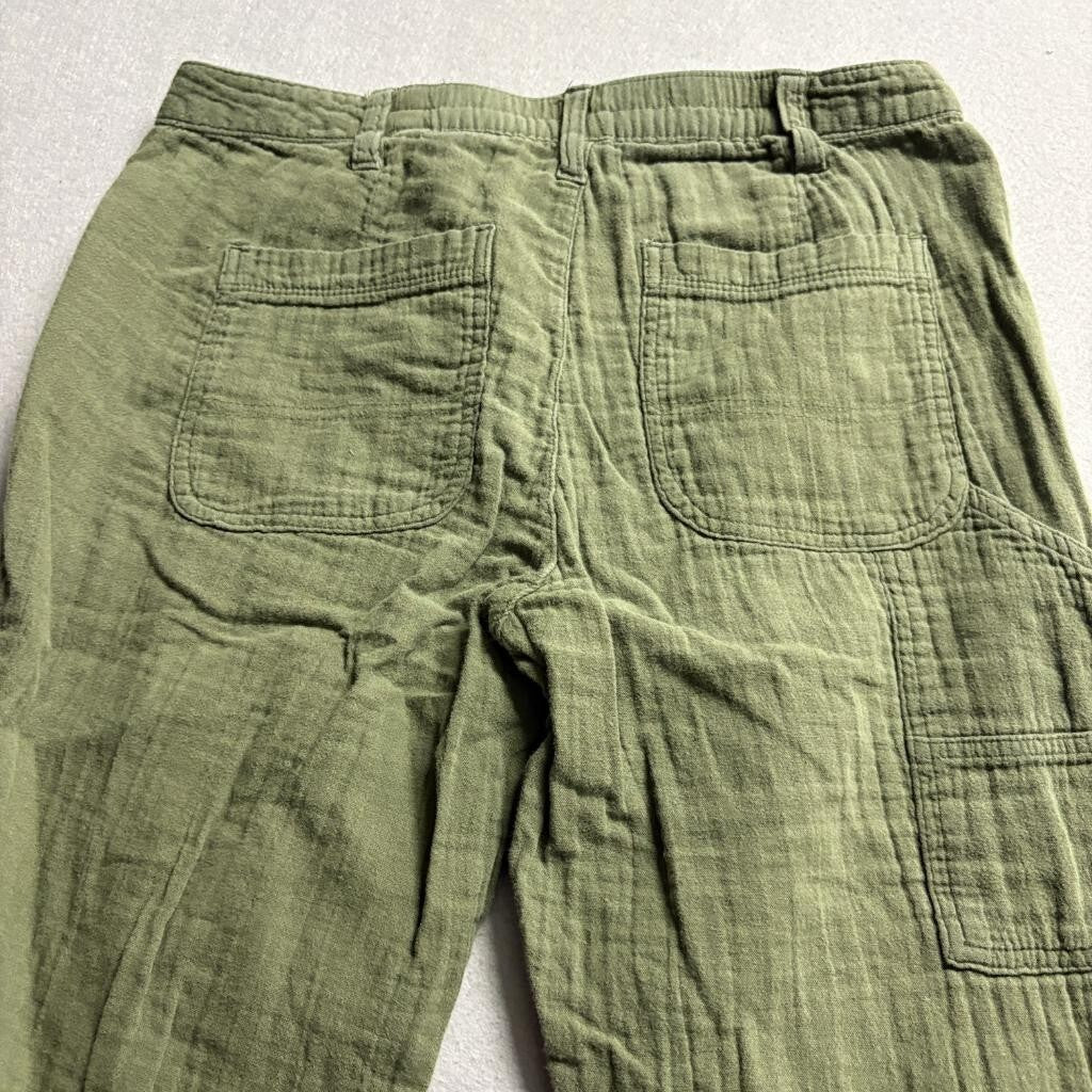 Old Navy Womens Pants Size 6 Green Cotton Double Gauze Utility Carpenter Casual