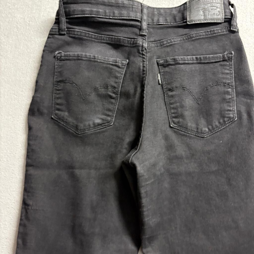 Levi's 721 High Rise Skinny Jeans Womens 28x30 Black Denim Stretch