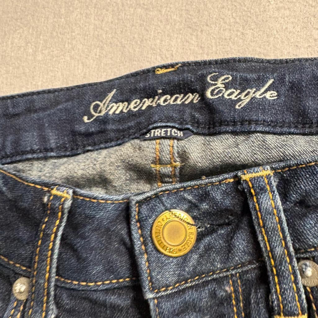 American Eagle Skinny Jeans Womens 2 Regular Blue Distressed Patchwork Denim