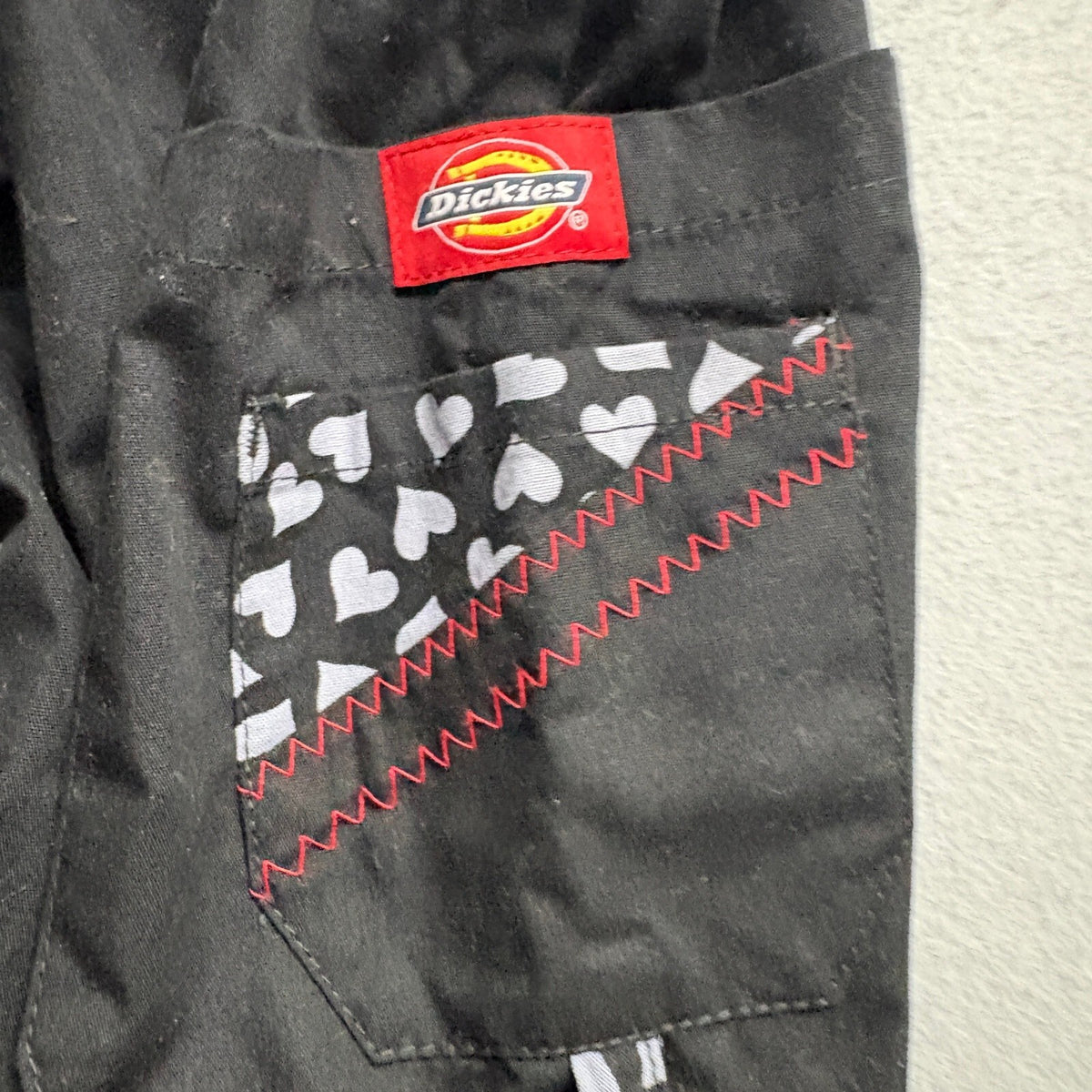Dickies Medical Scrub Pants Womens Medium Black Heart Trim Cargo Pockets 82010