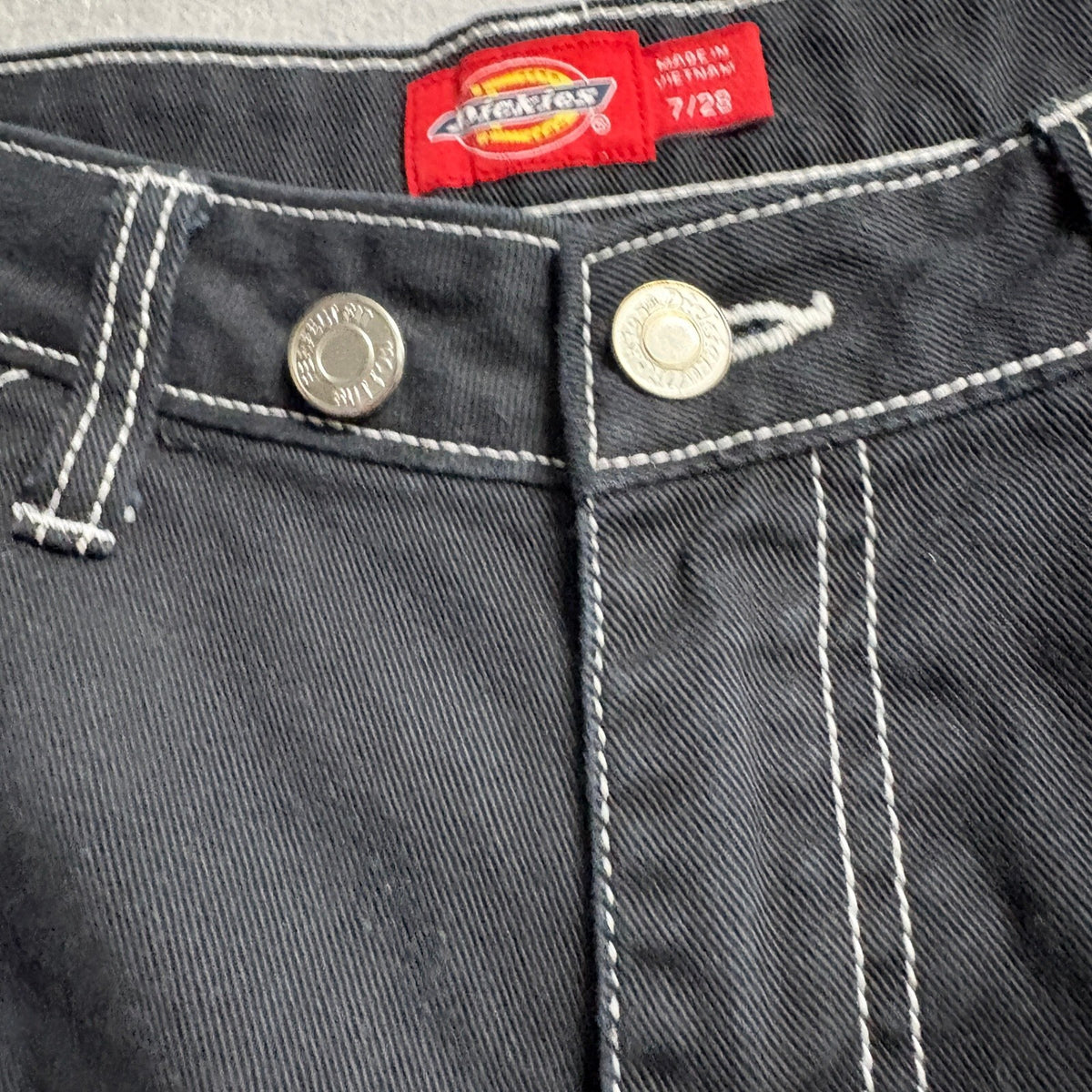Dickies Girl Work Pants Size 7/28 Black Contrast Stitch Utility Carpenter Y2K