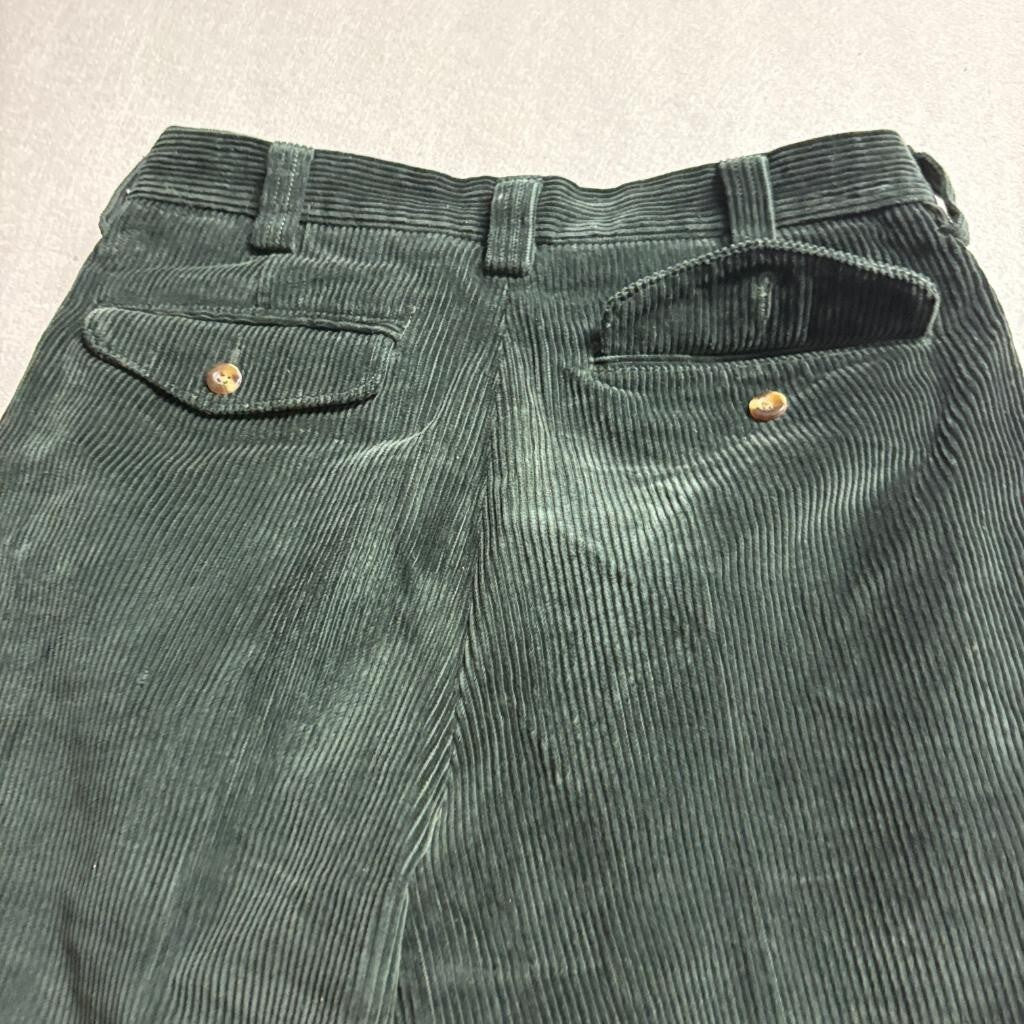 LL Bean Corduroy Pants Mens 30 Green Classic Fit Pleated Front Cotton Outdoor
