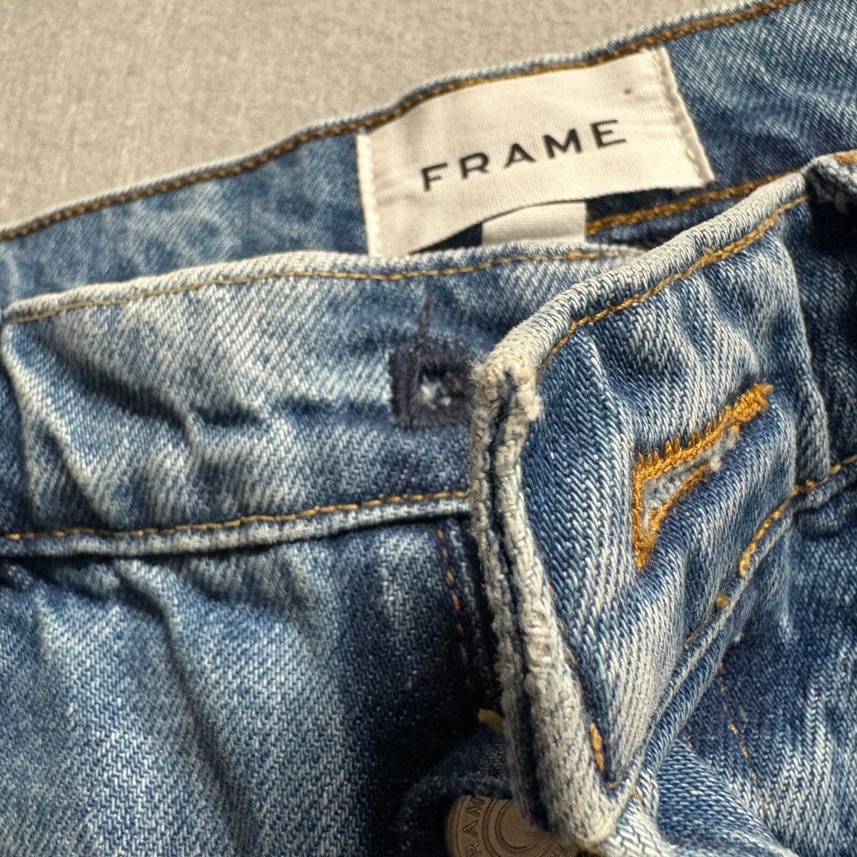 FRAME Le Slouch Denim Jeans Womens Size 24 Bluejay Rips Distressed Button Fly