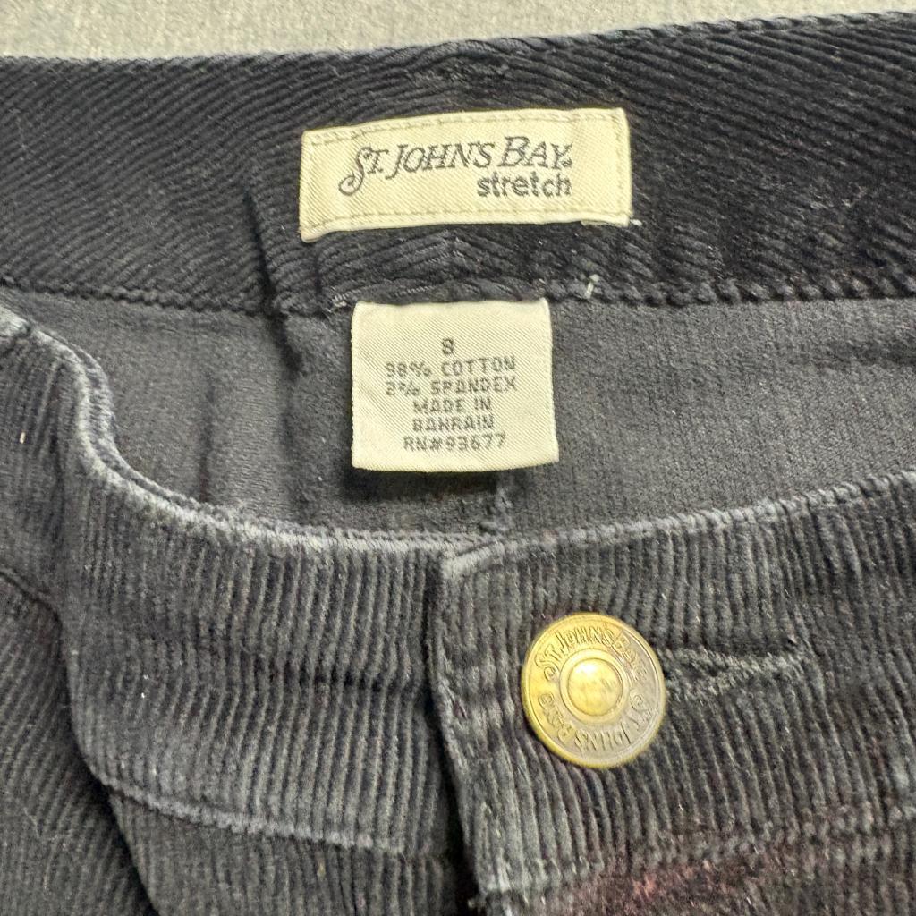 St. John's Bay Corduroy Pants Womens 8 Black Stretch Bootcut Mid Rise Cotton