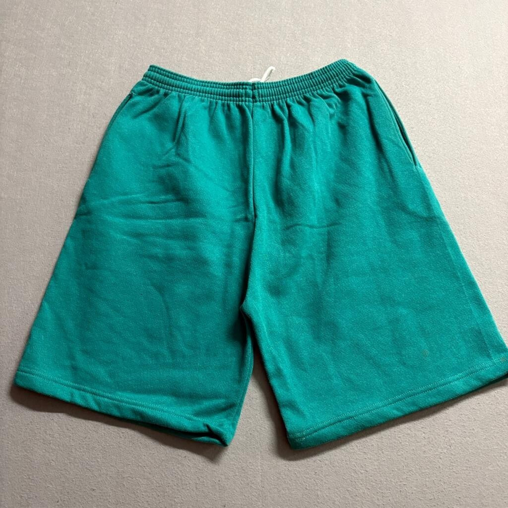 Vintage JE Morgan Sweat Shorts Mens Large Teal Green Fleece Drawstring Made in