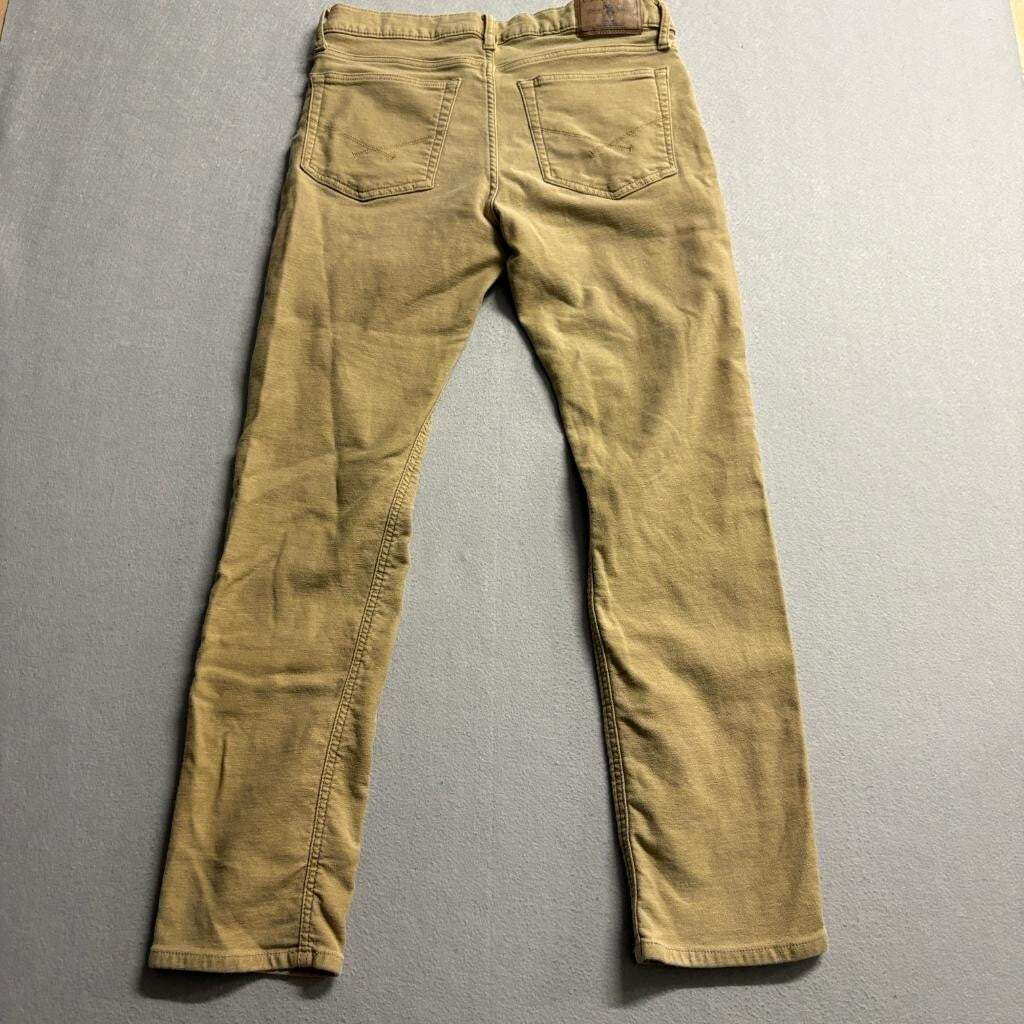 US Polo Assn Pants Mens 30x32 Tan Corduroy Stretch Slim Straight Chino Five
