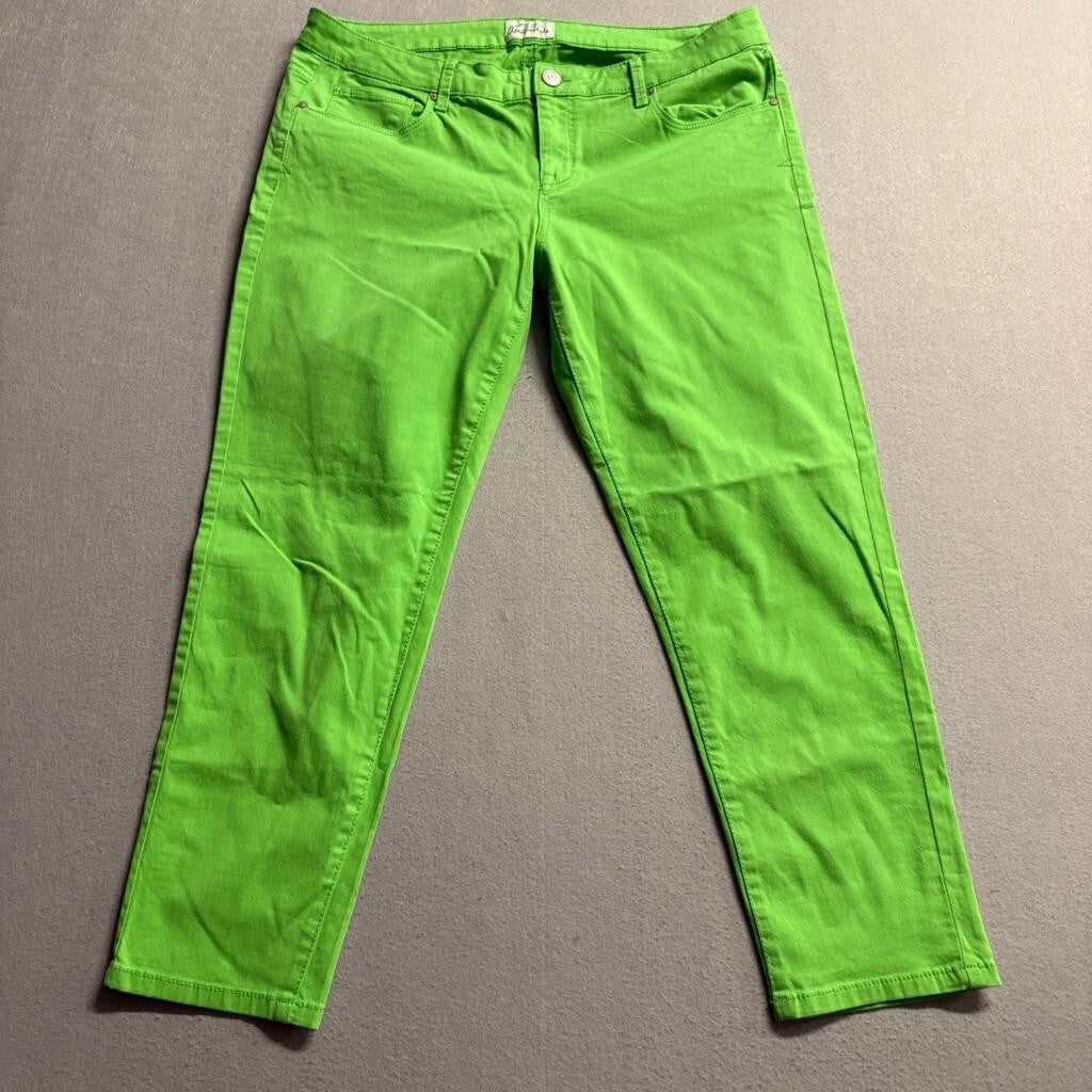 Aeropostale Lola Cropped Jegging Jeans Womens 13/14 Lime Green Stretch Denim