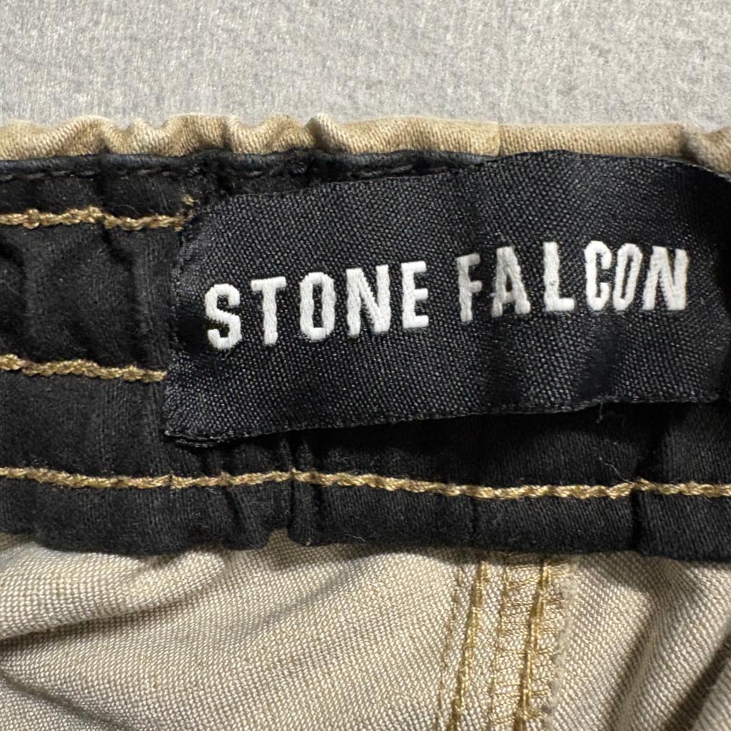 Stone Falcon Mens Slim Fit Jogger Cargo Pants Size L Khaki Tan Cotton Blend