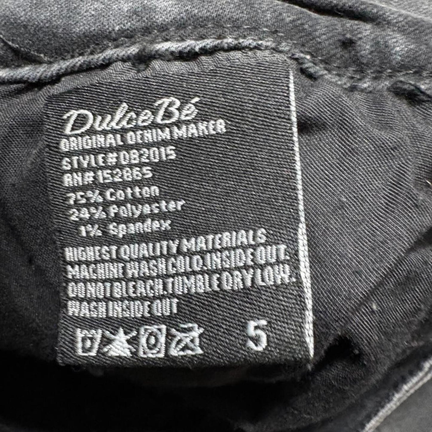 Dulce Be Skinny Jeans Womens Size 5 Dark Black Grey Raw Hem Stretch Denim New