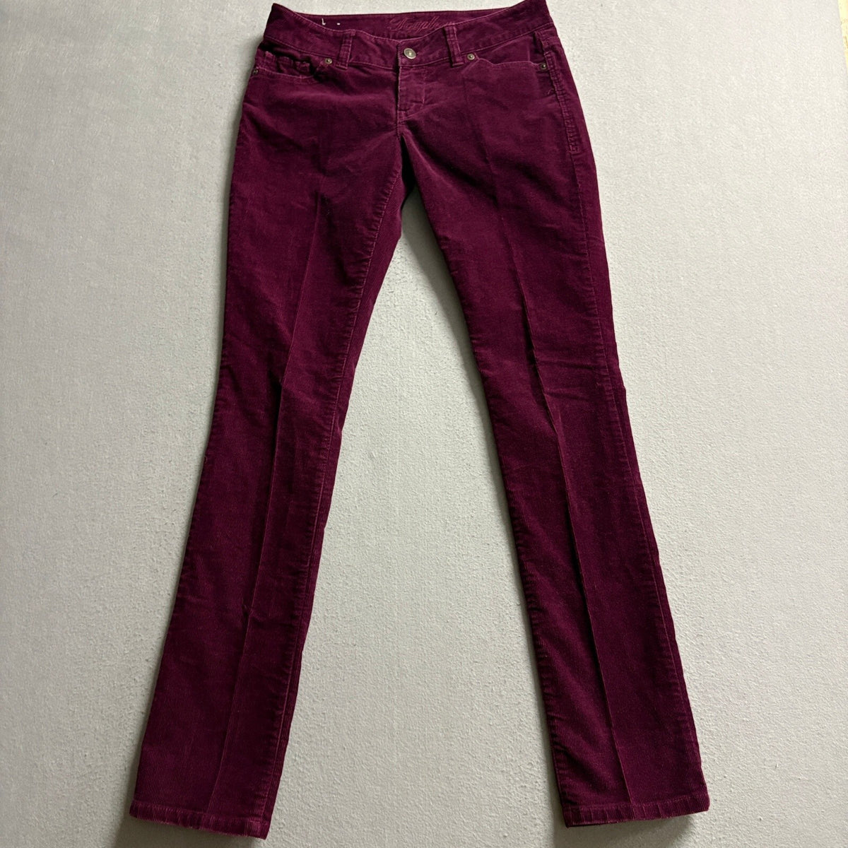 dELiA*s Womens Corduroy Pants Size 3/4 R Burgundy Purple Taylor Slim Straight