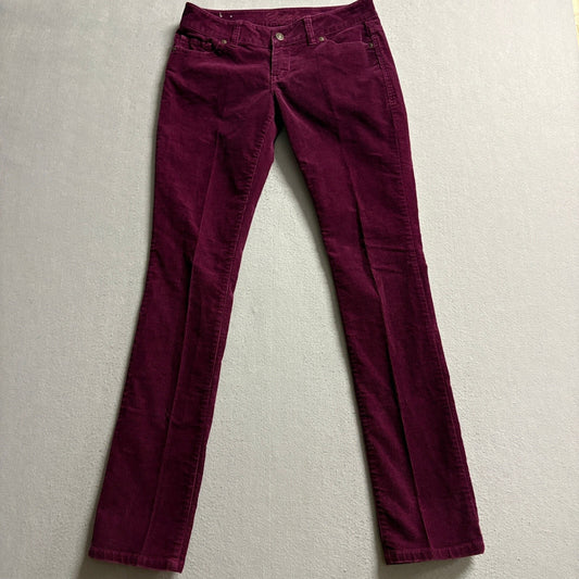 dELiA*s Womens Corduroy Pants Size 3/4 R Burgundy Purple Taylor Slim Straight