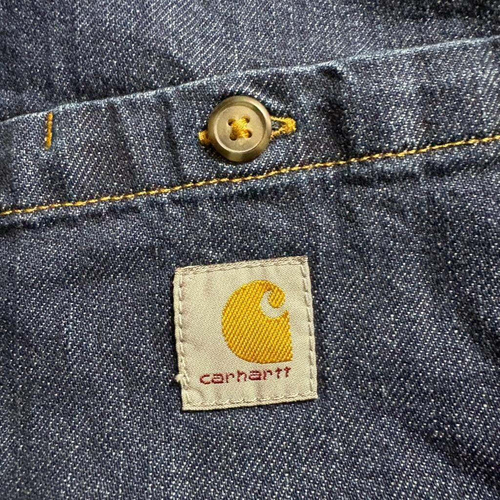 Carhartt Denim Button Down Shirt Womens Medium Blue Jean Workwear Relaxed Fit