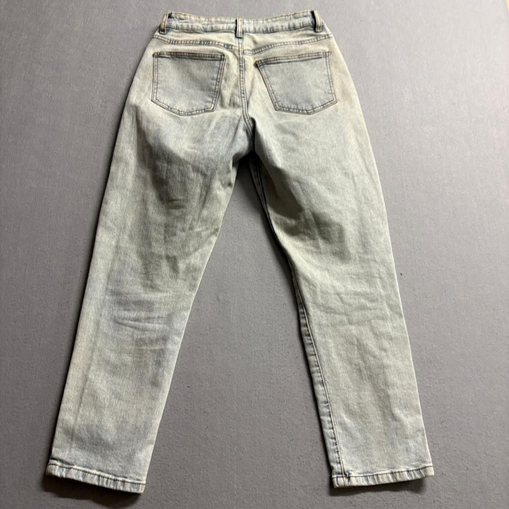 Cotton On Stretch Mom Jeans Womens US 6 Light Wash Distressed High Rise Denim